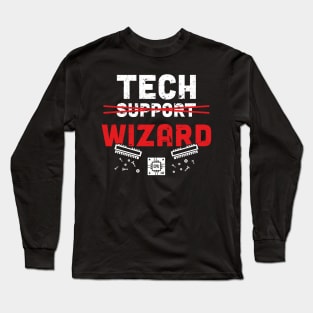 Tech Support Wizard Helpdesk Men Computer Technician Long Sleeve T-Shirt